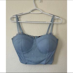 Say What? baby blue cropped corset top